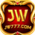 JW777 gold casino game logo with red luxury background and shining golden frame